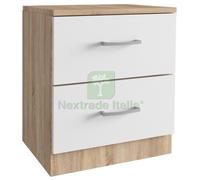 1PZ KIT COMODINO 2 CASSETTI 45X34XH47 CM ROVERE BIANCO: