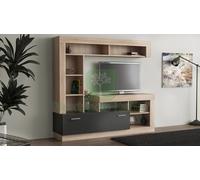 1PZ KIT PARETE LIVING LEA 170X170X42 NATURALE WOOD ANTRACITE: