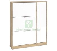 1PZ KIT SCARPIERA 3 RIBALTE +1 ANTA 102X24X125 ROVERE BIANCO: