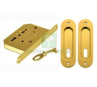 1PZ KIT X PORTE SCORREVOLE CON COPPIA NICCHIE OVALE CON CHIAVE ORO LUCIDO;