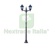 1PZ LAMPIONE 2 LUCI SU PALO MODELLO BERLINO 2X100W IP44 CM.72X230H. COLORE NERO:
