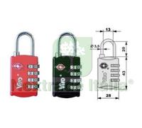 1PZ LUCCHETTI TSA A COMBINAZIONE VARIABILE MM.28, ARCO MM.20X13 Ø MM.3,5 (424.7: