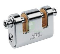 1PZ LUCCHETTO ANTISCASSO CORAZZATO 2 LUCE PANZER VIRO OTTONE ACCIAIO CROMATO CH: