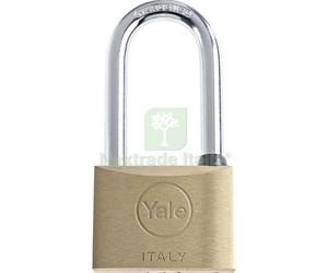 1PZ LUCCHETTO ARCO EXTRALUNGO YALE OTTONE ARCO CROMATO CHIAVI 2 MM 50X91: