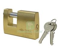 1PZ LUCCHETTO RETTAGOLARE 21610 LOGO OTTONE SATINATO CHIAVI 2 MM 70: