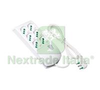1PZ MULTIPRESA 6 POSTI BIPASSO+SCHUKO CON INTERR.TERMICO 2 POLI+T16A FIDO BIANC: