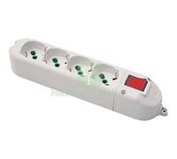 1PZ MULTIPRESA CAVO BIPASSO + SCHUKO + INT.LUM FME BIANCO POSTI 4 2P+T 16A: