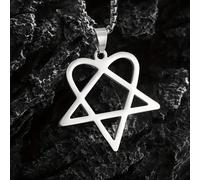 1pz Nuovo e pendente in acciaio inossidabile a forma di d'amore con stella a punte, collana versatile per , regalo elegante e per o , trendy come dono di