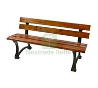 1PZ PANCHINA PESANTE GHISA BRONZATA LEGNO COLOR TEAK CM.150X58X72H. PESO KG.24: