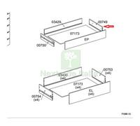 1PZ R LATERALE CASSETTO 00749 X KIT CASSETTIERA 5C NOVA 77X40X107 BIANCA: