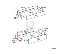 1PZ R LATERALE CASSETTO 00754 X KIT CASSETTIERA 5C NOVA 77X40X107 BIANCA: