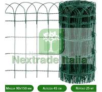 1PZ RETE RECINZIONE ORNAMENTALE PLASTIFICATA H 45 MAGLIA 90X150 Ø 2,8 MM 25MT;