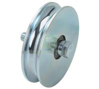 1PZ RUOTA CANCELLO A FISSARE GOLA TONDA 405 COMBI ZINCATA + DOPPIO CUSCINETTO G: