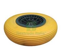 1PZ RUOTA PER CARRIOLA PU PIENA CON CUSCINETTI PERNO MM.20X130, INTERASSE MM.80: