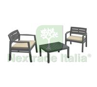 1PZ SALOTTINO 3 PEZZI "LOMBOK" ANTRACITE 2 POSTI CM. 76X61X48,5H. PESO KG.18,3:
