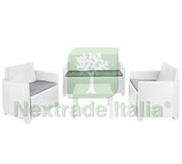 1PZ SALOTTINO 4 PEZZI IN PE RATTAN "ARENA" BIANCO 4 POSTI PESO TOTALE KG.43: