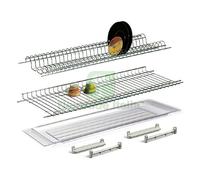 1PZ SCOLAPIATTI PER PENSILE CM.86 METALLO GRIGIO CON VASCHETTA: