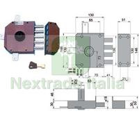 1PZ SERRATURA QUINTUPLICE DA APPLICARE SENZA SCROCCO A POMPA 30640 MM.60 DX CIL: