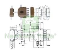 1PZ SERRATURA QUINTUPLICE DA APPLICARE SENZA SCROCCO DOPPIA MAPPA 2300 MM.60 SX:
