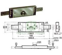 1PZ SERRATURA SERRANDA CENTRALE CILINDRO FISSO DOPPIA MAPPA 8601 (8601.001):