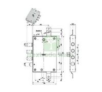 1PZ SERRATURA TRIPLICE APPLICARE CON SCROCCO DM BLINDATE 52571 37 MM.63, DX (52: