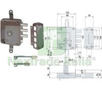 1PZ SERRATURA TRIPLICE APPLICARE CON SCROCCO DOPPIA MAPPA 57167 (EX 57165) MM.6: