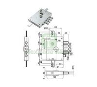 1PZ SERRATURA TRIPLICE APPLICARE CON SCROCCO DOPPIA MAPPA BLINDATE HEAVY MM.63 :
