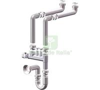 1PZ SIFONE PP SALVASPAZIO 2 VASCHE + 2 ATTACCHI BIANCO MM 40 1"1 2: