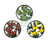 1PZ SOTTOPENTOLE TONDI IN GHISA DECORATI IN SET DA PZ.3 :