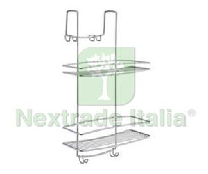 1PZ SUPPORTO PORTAFLACONI A 2 PIANI PER DOCCIA A SELLA SERIE ONDA CM.26X20X58:
