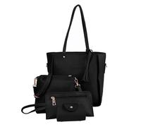 1SET 4 in 1 sacca da donna set di sacchetti in pelle morbida set borse per spalline per tote borse porta portafoglio porta portafoglio perfetta perfetta per l'uso quotidiano (nero), borsa a tracolla