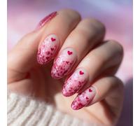 1Set ABS Press Stick Unghie Glitter Paillettes Cuore Gradiente Breve Piazza San Valentino Confortevole Festa Unghie