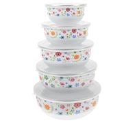 1Set Ciotole Smaltate con Coperchi per Alimenti Ciotole Rotonde per e Noodles per Cucina e Ristoranti Contenitori per Frutta