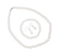 1Set Fashion Orecchini Collana Bracciale Set per donne Elegante set di gioielli da sposa con accessori decorativi per il girocollo per abbigliamento quotidiano e occasioni speciali per le perle