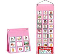 1SET Programma visivo per bambini Pianificatore comportamentale settimanale Scheda per bambini Programma visivo con 96 carte appesi grafico di routine di apprendimento pieghevole per il pianificatore