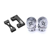 1Set Rc Car Metal Steering Servo Warehouse Fixed Mounting Bracket Black with 4Pcs Rc Car Metal Wheel Hub Wheels Rim