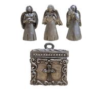 1Set Scatola Preghiera Mini Angeli in Resina Argento Con Charm