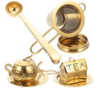 1Set TÃ¨ Dorati in Acciaio , Infusore Erbe E Foglie