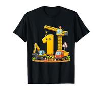 1st Birthday Boy Construction Truck 1 Year Old Party Maglietta