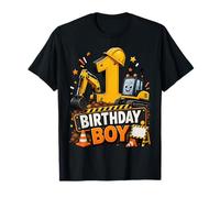 1st Birthday Boy Construction Truck 1 Year Old Party Maglietta