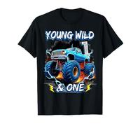 1st Birthday Monster Truck Young Wild And One 1 Year Old Maglietta