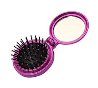 1st Choice Spazzola per capelli pieghevole con specchio, mini pettine da massaggio compatto rotondo per borsa/tasca, misura da viaggio per ragazze e donne (viola)