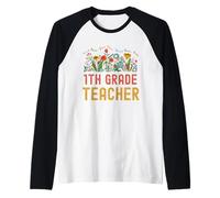 1st Grade Teacher Wildflower Back to School Maglia con Maniche Raglan