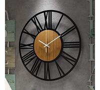 1st owned Orologio da parete per la decorazione della casa, orologio da parete in legno antico da 61 cm, funzionamento a batteria, quasi silenzioso, semplice e minimalista, con numeri romani, orologio