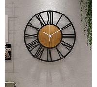 1st owned Wall Clocks for Living Room Decor,16" Vintage,Round Silent Non Ticking,Black Metal,Modern Wood Clocks for Home Bedroom,Kitchen,Garden,Office,Cafe,Modern Wall Decoration -Roman Numerals