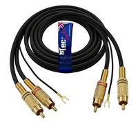 1STec 1,5 m 2xRCA rosso+bianco stampato fono plug con filo di terra tag per fermare feedback ronzio dal vinile registratore auto stereo amplificatore-altoparlanti HiFi 1,5 metri, Bianco,Rosso
