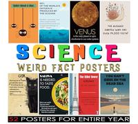1step2dream Divertenti poster scientifici per classe elementare - Strana bacheca educativa con fatti sorprendenti - Ispira gli studenti con display STEM stimolanti