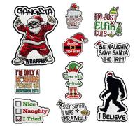 1step2dream Toppe decorative con frase natalizia divertente per bambini, toppe decorative con parole anime, per riparazioni, per cucire/stirare giacche, jeans, cappelli, zaini, calze, toppe ricamate