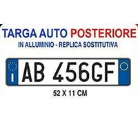 1TARGA AUTO PROVVISORIA POSTERIORE IN ALLUMINIO PERSONALIZZABILE STAMPATA