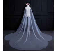 1tier Velo da Sposa Lunghe Cappella cattedrale Velo Fiore Taglio Bordo degli Accessori per Capelli da Sposa Senza Pettine per Donne e Ragazze (5 * 3m | Bianco)